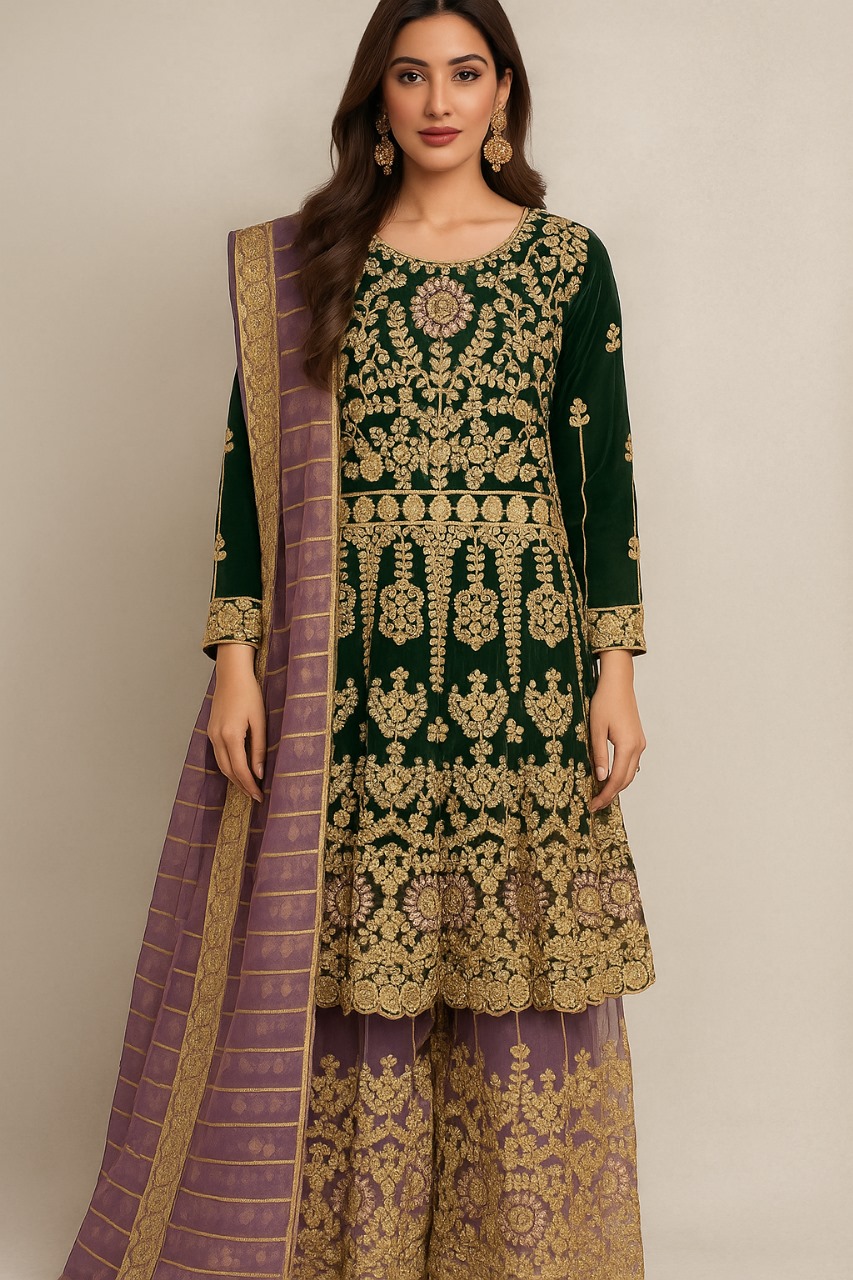 | P-29-2 |  Luxury Embroidered Net Froq with  Plaz..